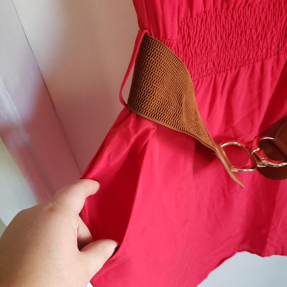 XL red Belle Tweed belted shirt NWT